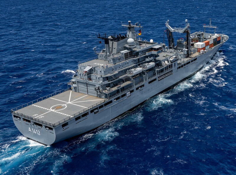 German Navy Supply Ship Frankfurt - Critical support vessel requiring EM defense